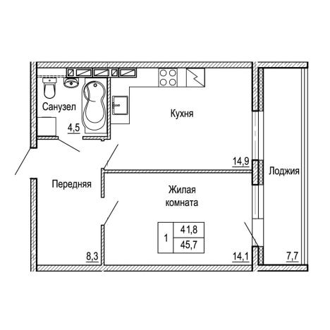 Купить однокомнатную квартиру в районе Ленинский в Владивостоке. Вариант № 9415175, 0, площадь -  квм, цена 7407554 рублей