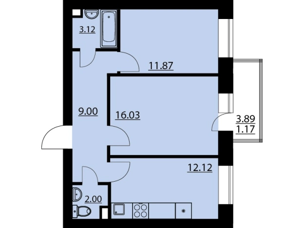 . Вариант № 2955463, 0, площадь - 55.1 квм, цена 7978480 рублей