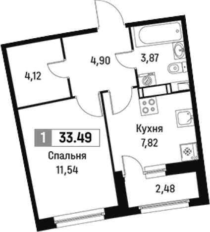 Купить однокомнатную квартиру у метро Девяткино в Мурине. Вариант № 6212987, 0, площадь -  квм, цена 5903379 рублей