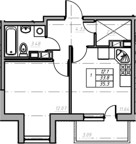 Купить однокомнатную квартиру на улице Евграфова в Всеволожске. Вариант № 6260091, 0, площадь -  квм, цена 5304000 рублей