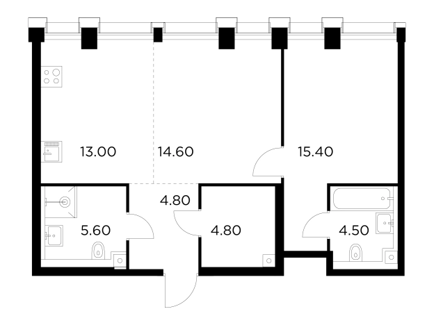 Купить двухкомнатную квартиру в новостройках в ЖК INJOY в Москве. Вариант № 9103846, 1, площадь -  квм, цена 29304200 рублей