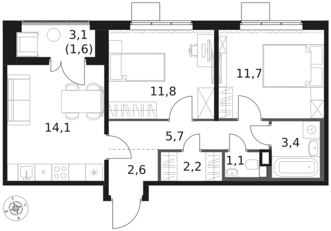 Купить двухкомнатную квартиру в ЖК 1-й Химкинский в Химках. Вариант № 9701548, 0, площадь -  квм, цена 16297940 рублей