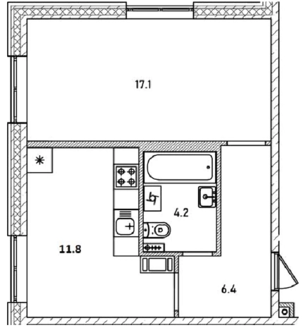 Купить однокомнатную квартиру в новостройках в Гатчине. Вариант № 6831449, 0, площадь -  квм, цена 4925000 рублей