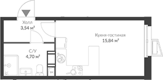 Купить Студию у метро Парнас в Сертолове. Вариант № 8470350, 0, площадь -  квм, цена 3967178 рублей