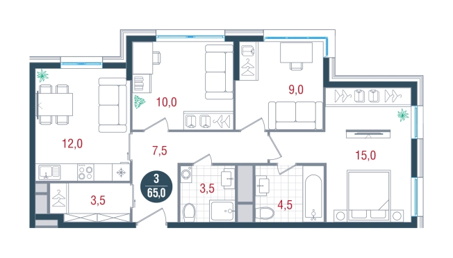Купить квартиру в новостройках в районе Царицыно в Москве. Вариант № 8925503, 0, площадь -  квм, цена 21129970 рублей