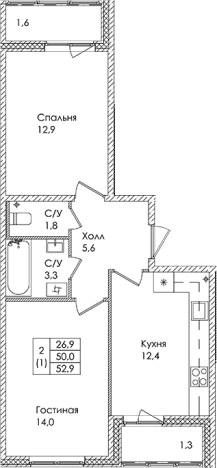 Купить двухкомнатную квартиру в ЖК Ермак в Ленинградской области. Вариант № 6610011, 0, площадь -  квм, цена 7874200 рублей