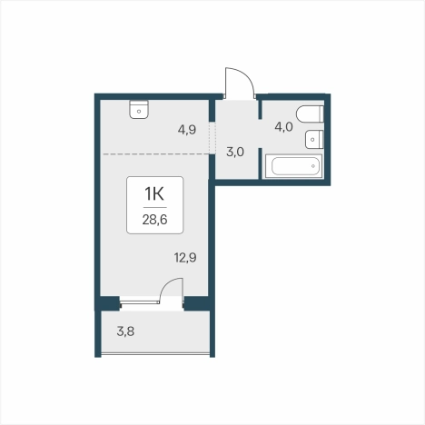 . Вариант № 9875011, 0, площадь - 28.6 квм, цена 4900000 рублей