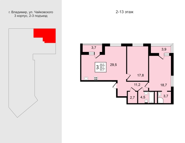 Купить трехкомнатную квартиру в новостройках в Владимирской области. Вариант № 150796, 1, площадь -  квм, цена 11005500 рублей