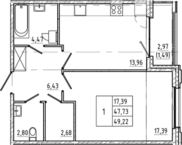 Купить однокомнатную квартиру на улице 7-я линия Васильевского острова в Санкт-Петербурге. Вариант № 7598309, 0, площадь -  квм, цена 21733259 рублей