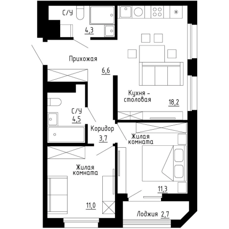 Купить двухкомнатную квартиру на вторичке на улице Ново-Киевская в Приморском крае. Вариант № 9768036, 0, площадь -  квм, цена 14640000 рублей