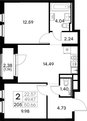 Купить двухкомнатную квартиру в ЖК Glorax Октябрьский в Владимире. Вариант № 133961, 0, площадь -  квм, цена 6839999 рублей