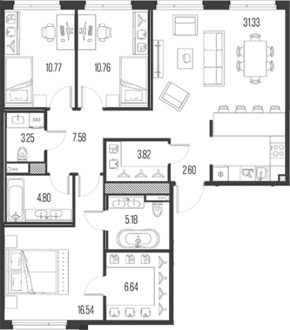 Купить многокомнатную квартиру в ЖК Legenda Васильевского в Санкт-Петербурге. Вариант № 4837805, 0, площадь -  квм, цена 34249496 рублей