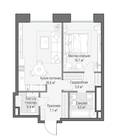 Купить однокомнатную квартиру у метро Фрунзенская в Москве. Вариант № 169930, 0, площадь -  квм, цена 159490000 рублей