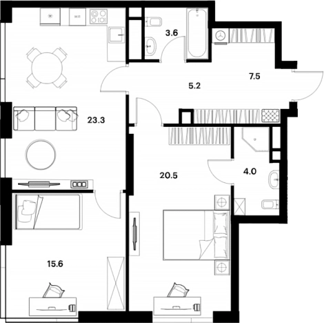 Купить трехкомнатную квартиру в ЖК ALIA в Москве. Вариант № 104305, 0, площадь - квм, цена 34765863 рублей