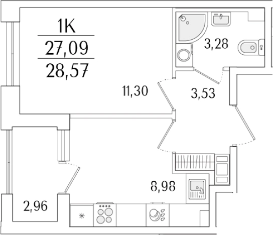 Купить однокомнатную квартиру у метро Бухарестская в Санкт-Петербурге. Вариант № 6257915, 0, площадь -  квм, цена 11288727 рублей