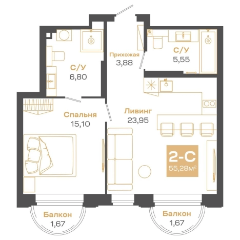 Купить двухкомнатную квартиру в ЖК Пульсар в Новосибирске. Вариант № 9958635, 0, площадь -  квм, цена 13535000 рублей