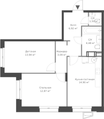 . Вариант № 6058292, 0, площадь - 57.7 квм, цена 9181039 рублей