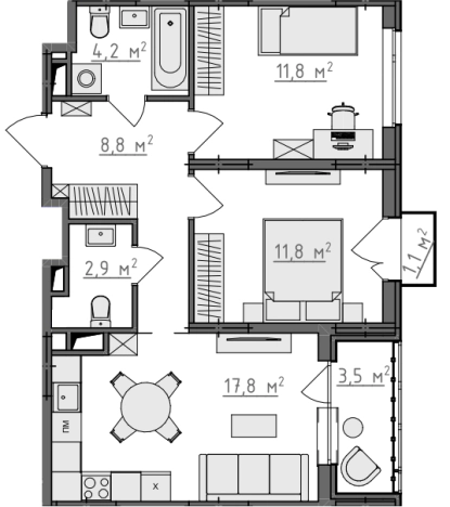 Купить квартиру в новостройках в ЖК Квартал Новаторов в Владимире. Вариант № 130270, 0, площадь -  квм, цена 6294280 рублей