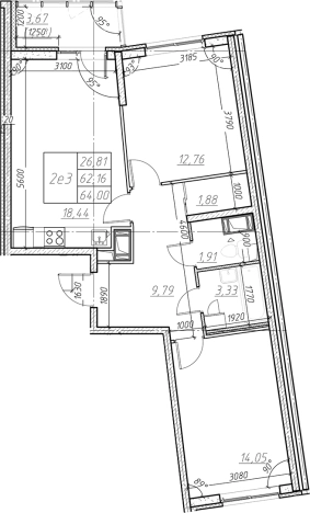 Купить трехкомнатную квартиру в ЖК Левитан в Мурине. Вариант № 6852540, 0, площадь - квм, цена 9268056 рублей
