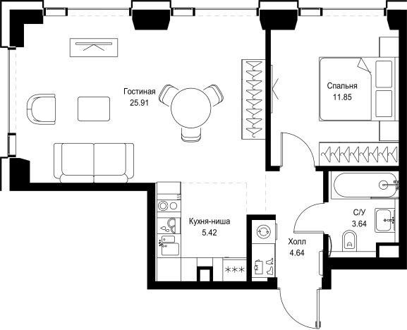 Купить однокомнатную квартиру в новостройках у метро Давыдково в Москве. Вариант № 10349776, 0, площадь -  квм, цена 29548332 рублей