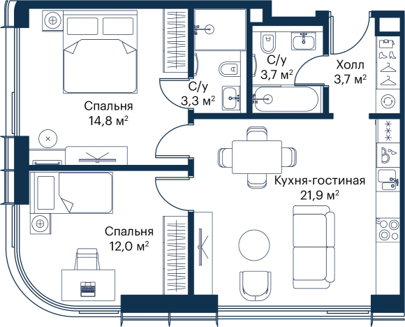 Купить двухкомнатную квартиру у метро Мякинино в Москве. Вариант № 148769, 0, площадь -  квм, цена 30073294 рублей