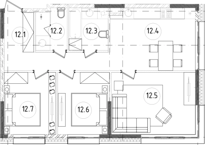 Купить многокомнатную квартиру в районе Хорошёвский в Москве. Вариант № 63046, 0, площадь -  квм, цена 22178400 рублей