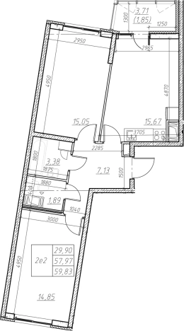 Купить трехкомнатную квартиру в ЖК Левитан в Мурине. Вариант № 6852572, 0, площадь -  квм, цена 8643327 рублей