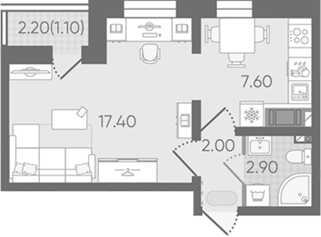 Купить однокомнатную квартиру в ЖК Цветной город в Санкт-Петербурге. Вариант № 8093531, 0, площадь -  квм, цена 5536662 рублей
