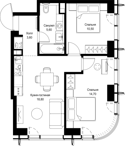 Купить двухкомнатную квартиру в новостройках у метро Мякинино в Москве. Вариант № 5232595, 0, площадь -  квм, цена 24006872 рублей