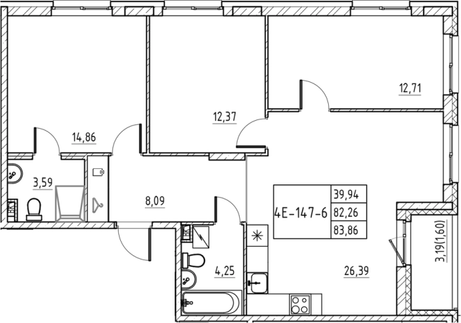 Купить многокомнатную квартиру в ЖК Энфилд в Ленинградской области. Вариант № 7830557, 0, площадь -  квм, цена 14415534 рублей