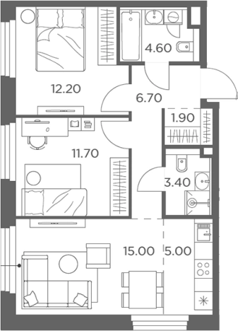 . Вариант № 206751, 0, площадь - 60.5 квм, цена 13107265 рублей