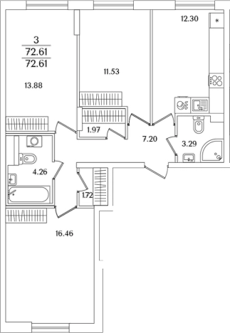 Купить трехкомнатную квартиру в районе исторический  Сосновая Поляна в Санкт-Петербурге. Вариант № 6713033, 0, площадь -  квм, цена 22349264 рублей