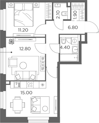 Купить двухкомнатную квартиру в ЖК Белый Град в Мытищах. Вариант № 188137, 0, площадь -  квм, цена 10700760 рублей