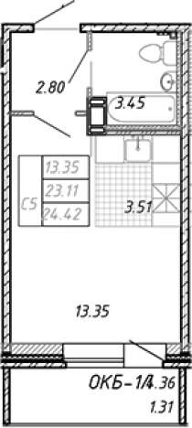 Купить Студию в Ленинградской области. Вариант № 76205, 0, площадь -  квм, цена 4214000 рублей
