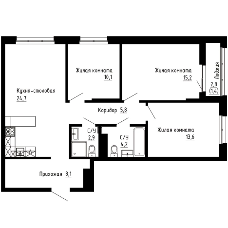 Купить квартиру в ЖК "7Я" в Владивостоке. Вариант № 9769207, 0, площадь -  квм, цена 19221000 рублей