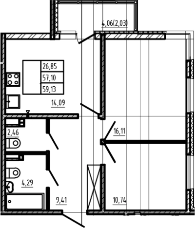 Купить двухкомнатную квартиру у метро Парнас в Сертолове. Вариант № 6963067, 0, площадь -  квм, цена 12949470 рублей