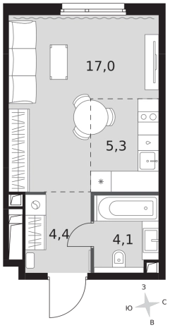 Купить однокомнатную квартиру в ЖК Sydney City в Москве. Вариант № 9507157, 0, площадь -  квм, цена 26238520 рублей