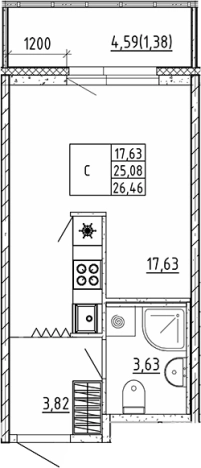 Купить Студию у метро Девяткино в Мурине. Вариант № 8225640, 0, площадь -  квм, цена 4619387 рублей