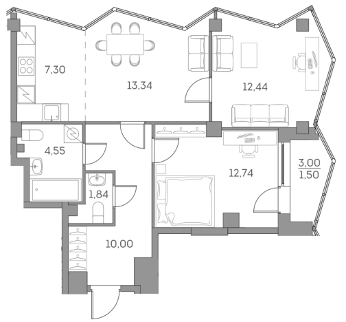 Купить двухкомнатную квартиру в районе Нижегородский в Москве. Вариант № 841995, 0, площадь -  квм, цена 26211339 рублей