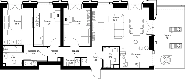 . Вариант № 10350061, 0, площадь - 102.66 квм, цена 75793878 рублей