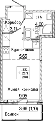 Купить Студию в ЖК Аквилон Янино в Ленинградской области. Вариант № 6226939, 0, площадь -  квм, цена 3579309 рублей