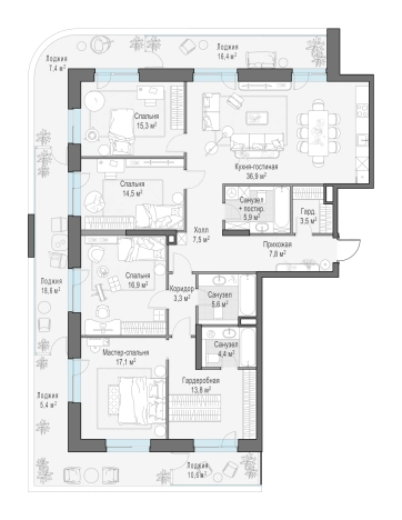 Купить квартиру в ЖК FORIVER в Москве. Вариант № 91530, 0, площадь -  квм, цена 116550000 рублей