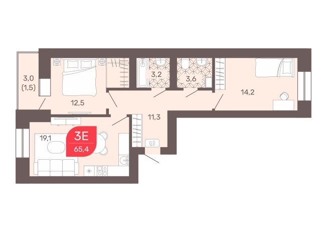 Купить трехкомнатную квартиру в ЖК ООО Строительная Компания Энергожилстрой-МКР в Чите. Вариант № 9303989, 0, площадь -  квм, цена 10398600 рублей