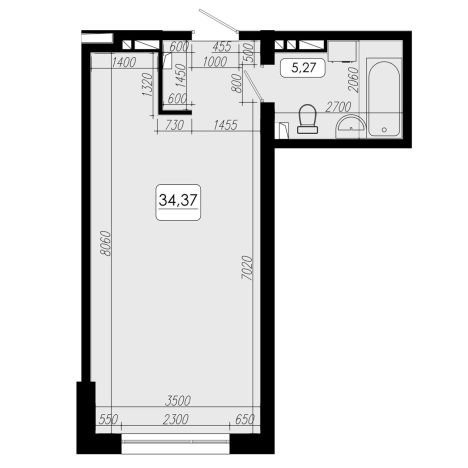 Купить однокомнатную квартиру в Приморском крае. Вариант № 6801730, 0, площадь -  квм, цена 7698880 рублей