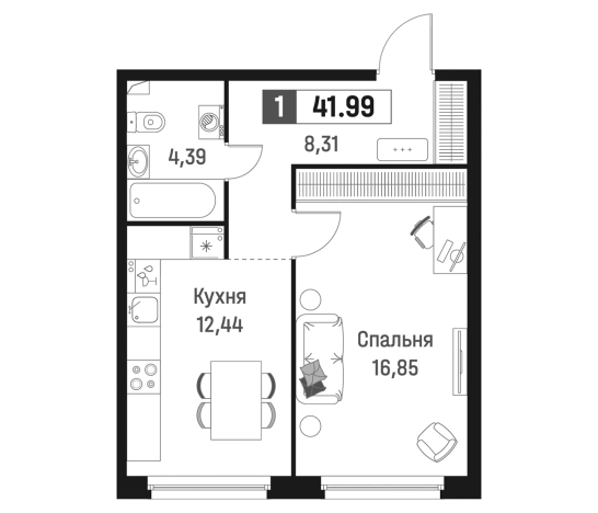 Купить однокомнатную квартиру в ЖК Максималист в Мурине. Вариант № 6867383, 0, площадь -  квм, цена 7828311 рублей