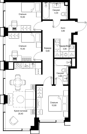 Купить квартиру в ЖК Cityzen в Москве. Вариант № 148129, 0, площадь -  квм, цена 33906840 рублей