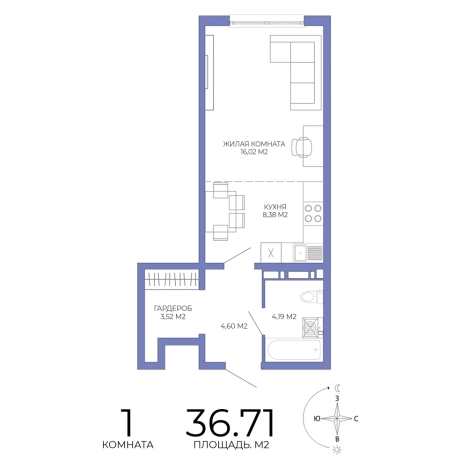 Купить однокомнатную квартиру на улице Побочинская в Пензе. Вариант № 129146, 0, площадь -  квм, цена 3377320 рублей