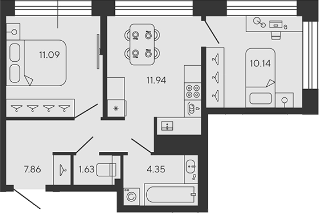 Купить двухкомнатную квартиру в ЖК BASHNI ELEMENT в Санкт-Петербурге. Вариант № 4161964, 0, площадь -  квм, цена 20378835 рублей
