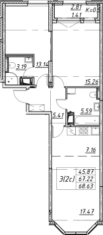 Купить трехкомнатную квартиру в районе Невский в Санкт-Петербурге. Вариант № 7849482, 0, площадь -  квм, цена 19941338 рублей