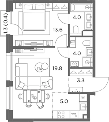 Купить двухкомнатную квартиру у метро Мякинино в Красногорске. Вариант № 138087, 0, площадь - квм, цена 13129757 рублей